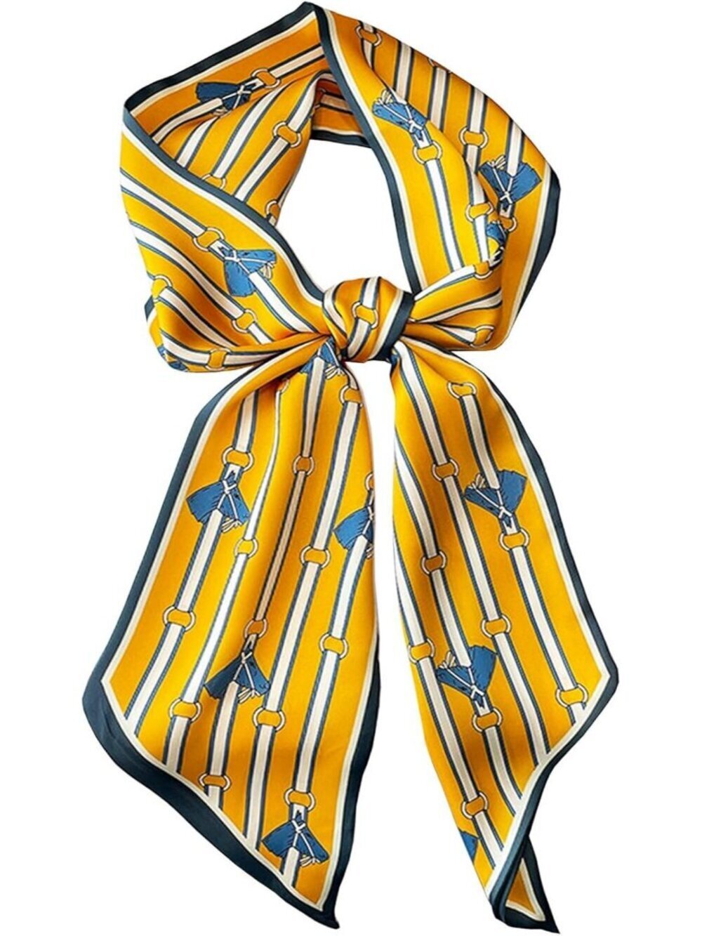 Women's Golden Saddle Head Fashion Scarves Long Skinny Silky Hair Bags Scarf